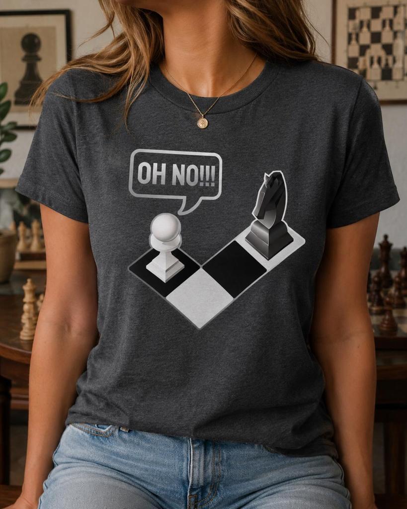 Oh No Knight to Pawn Shirt, Funny Chess Board Game Tee, Player Gift, Checkmate Humor, Tournament Club Outfit for Men Women Strategy Fanatics