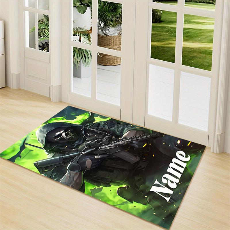 Custom Name "Flame Warrior's Name" Carpet Rug Customizable Soft Washable Anti-Slip Home Living Room Sofa Mats Personalized Rug. 0909149