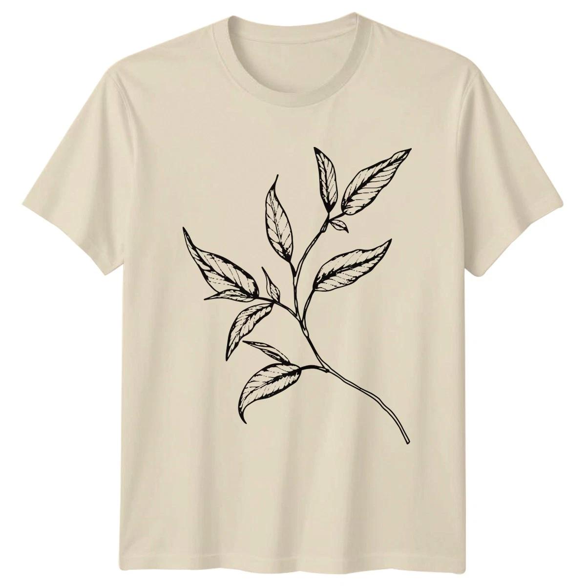 Botanical Nature Minimalist Design T-Shirt Plant Leaf Lover Nature L