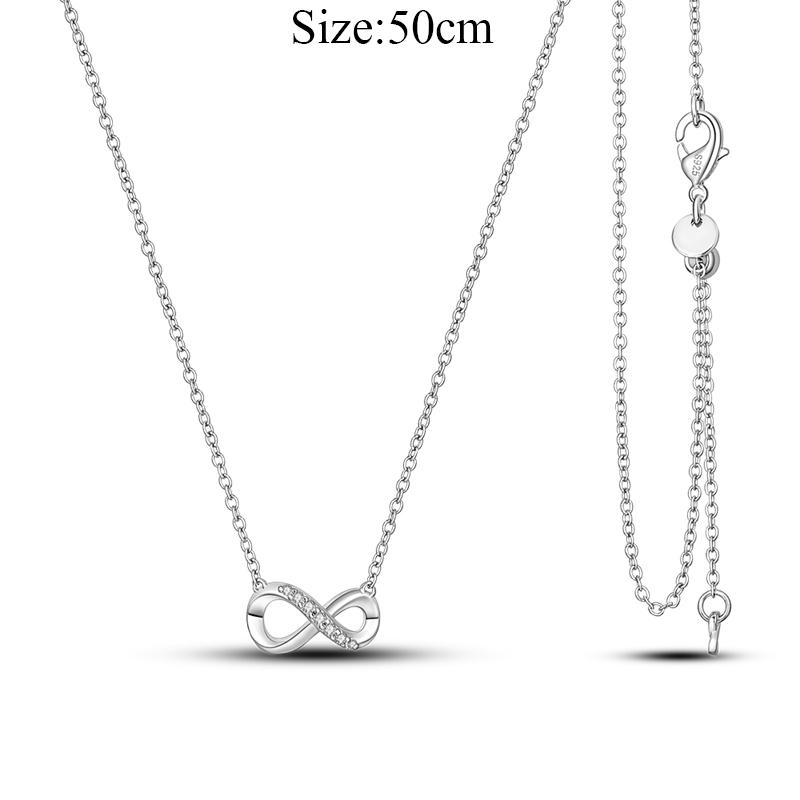 New 925 Sterling Silver Fashion Chunky Infinity Knot Pendant Necklace Snake Chain Collar O Pendant T Bar Necklace For Women Gift