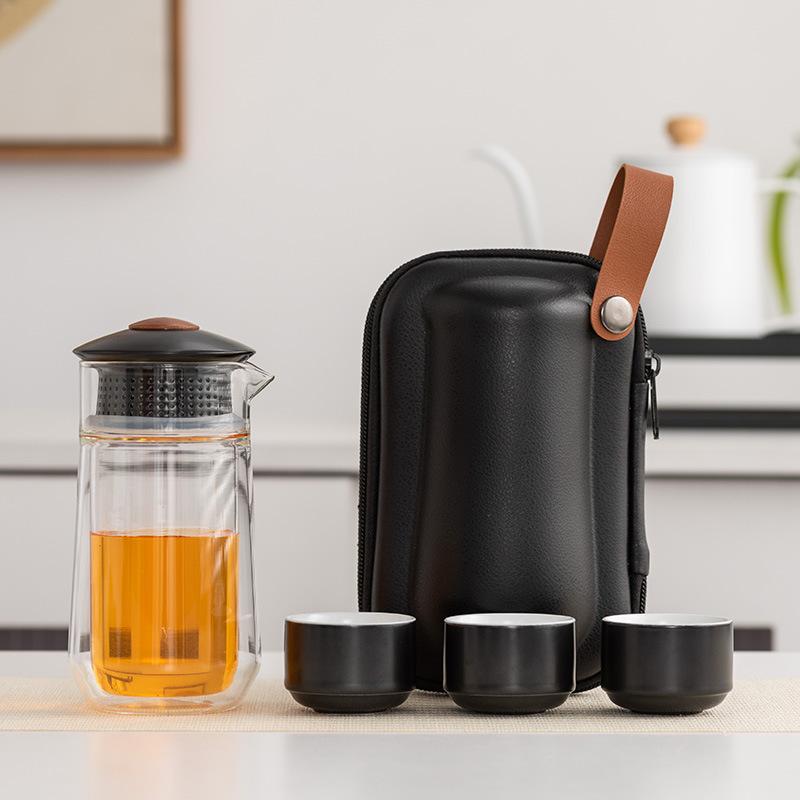 

Yunde travel tea set ceramic one pot three cups event celebration souvenir high-end tea set outdoor tea maker