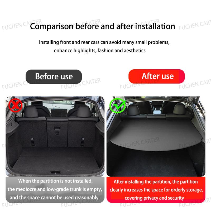 For Tesla Model Y Juniper 2025+ Car Trunk Partition Panel Rear Luggage Carrier Retractable Partition Outdoor Storage Accessories