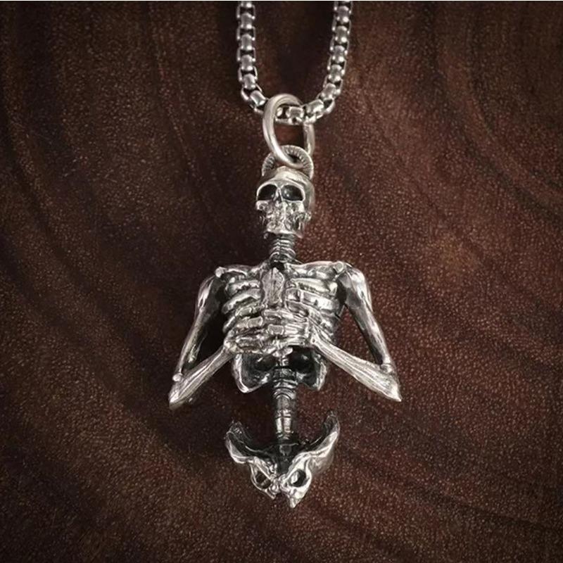 Punk Style Skull Necklace For Women, Fashionable Retro Personality Pendant, Dark Style Trendy Cool Neck Accessory