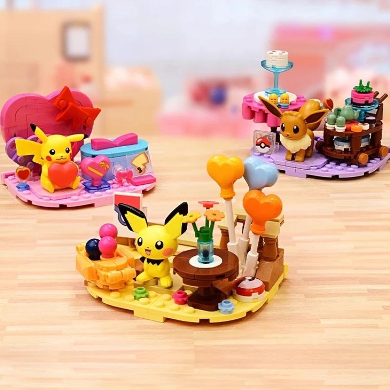 Keeppley  Pikachu scene house building block model children's educational toy Pokmon assembled ornaments birthday gift