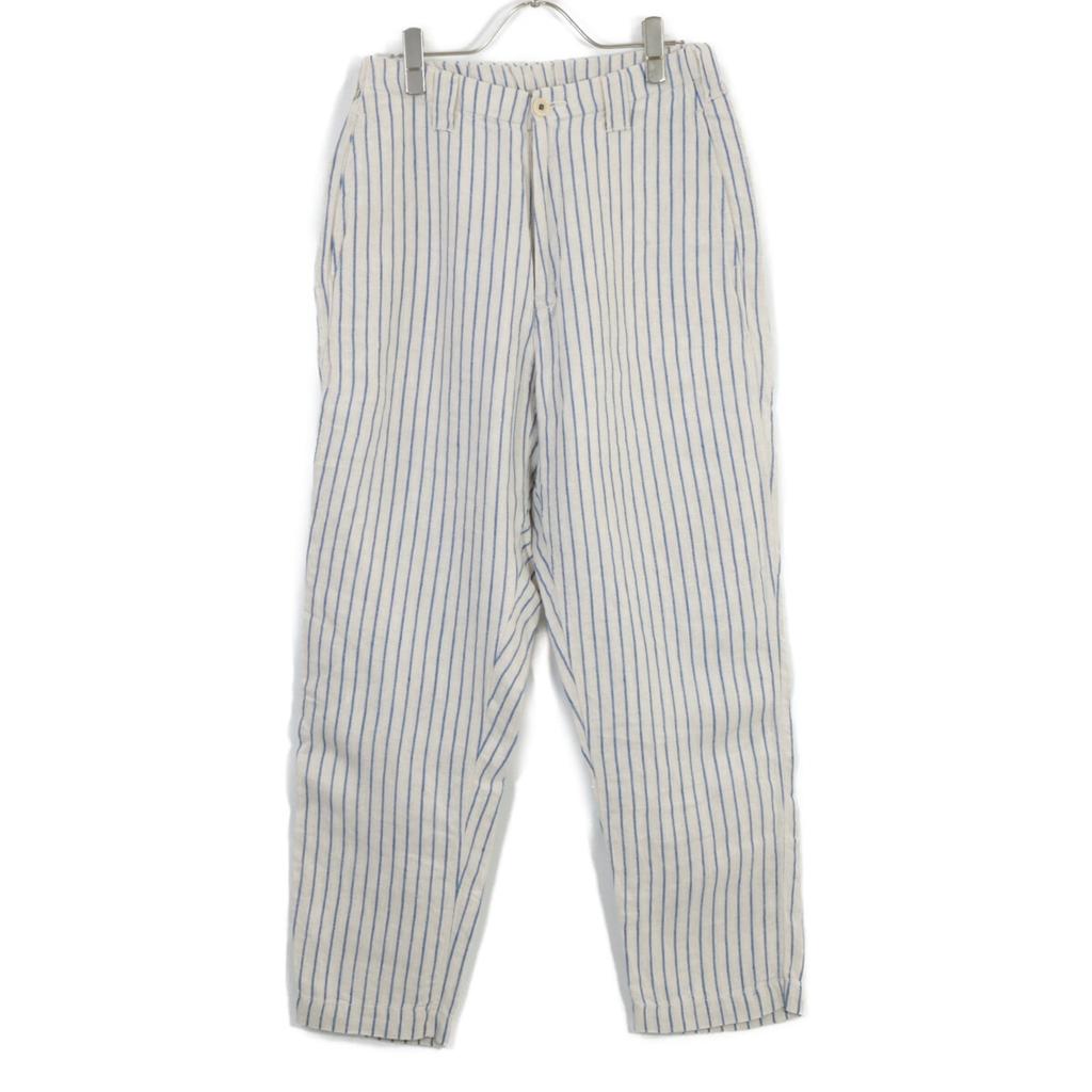 45R 8046084 White x Blue Indian Linen Twill 908 Poppo Pants Bottoms 1 IvoryUsed