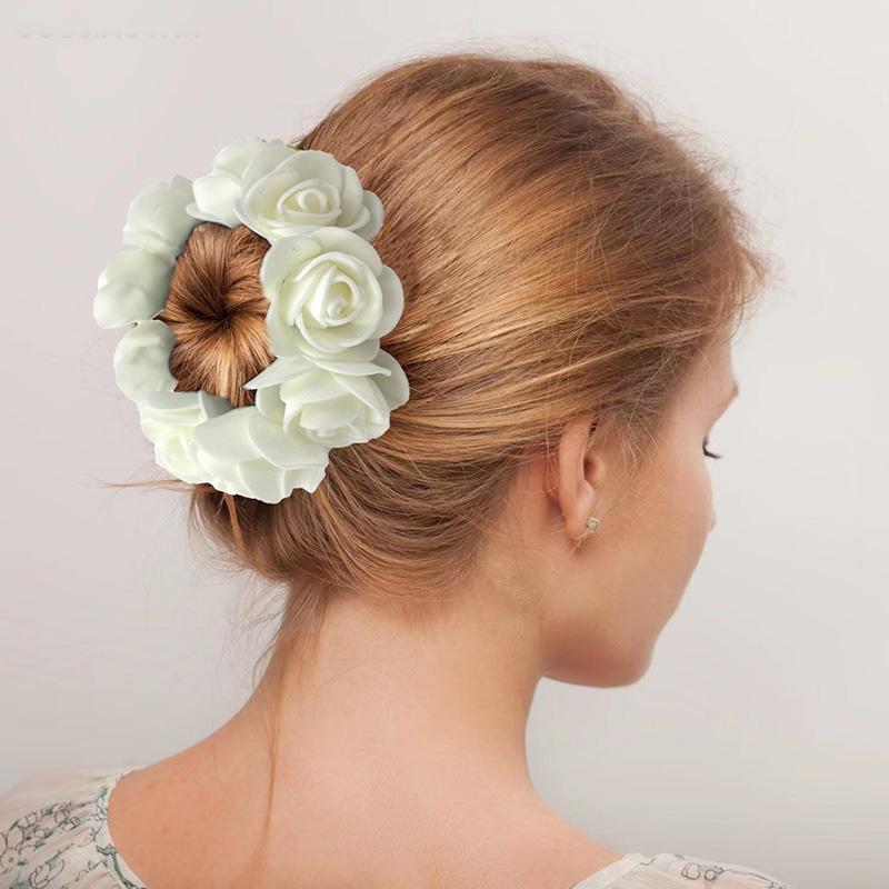 1Pc Hair Accessory Girls Hair Tie Hairgrip High Elasticity Women Foam Flower Hair Ring Rose