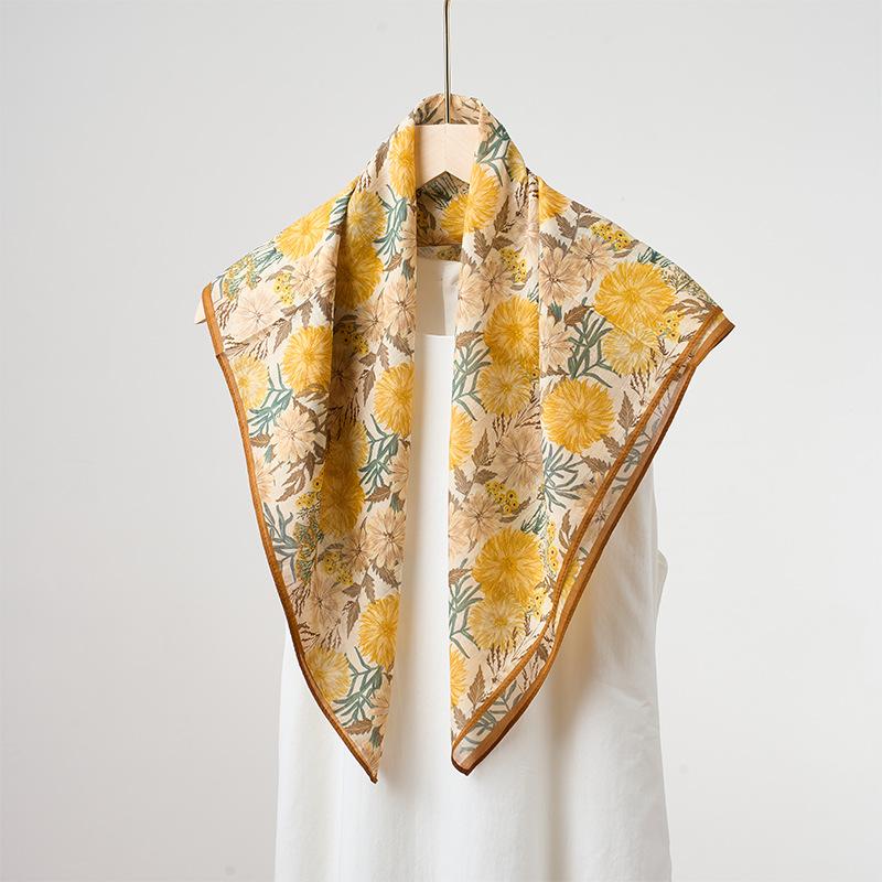 Versatile Printed Lightweight Breathable Women Square Neck Scarf For Spring Summer