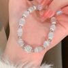 Ice Clear Crystal Cat's Eye Beaded Bracelet - Women's High-End Chinese Style Moonstone Jewelry