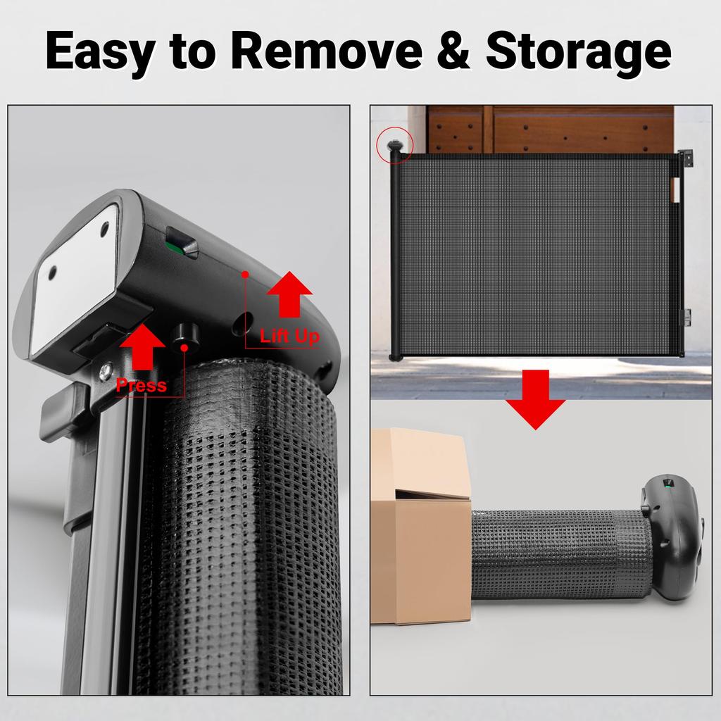 Ycozy BabySafe Baby Gate Roll Roll Safety Gate Innovative Version Double Lock Maximum Installation Width 200cm Above Stairs Pet Gate Barrier Free