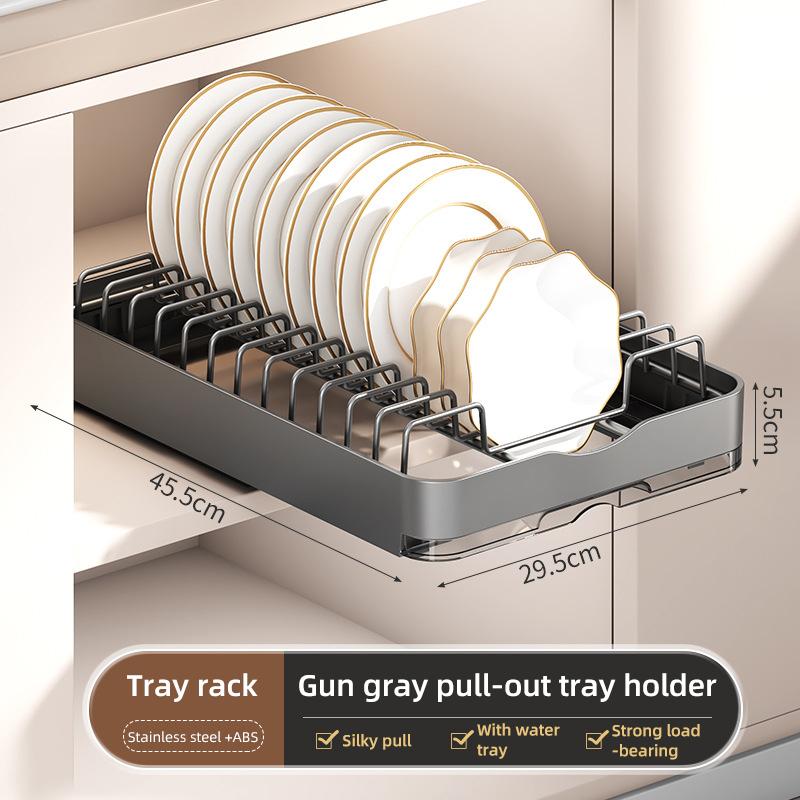 Kitchen Cabinet Bowl Plate Rack Expandable Stainless Steel Accessories Countertop Storage Organizer Holder Pull-Out Drain Basket 9590₽