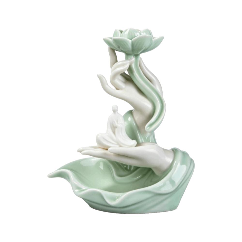 Ceramic Incense Burner Fountain Hand Shape Reflux Incense Burn Tray Home Decoration