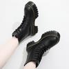 Thickened bottom hole Martin boots women's tire bottom locomotive leather short boots muffin bottom lace-up short boots