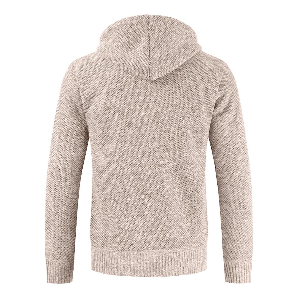 Men's Sweater With Thick Velvet Casual Knit Sweater, Fashionable Hooded Jacket For Men