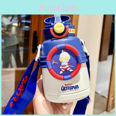 Bouteille d'eau isotherme Ultraman pour enfants avec paille et acier inoxydable résistant aux chocs pour l'école et les voyages