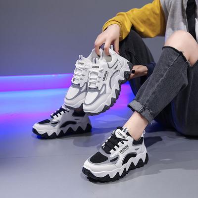 Wave Bottom Dad Shoes Women's Summer New Rubber PU Fashion Lightweight Muffin Platform Casual Sports Shoes Women