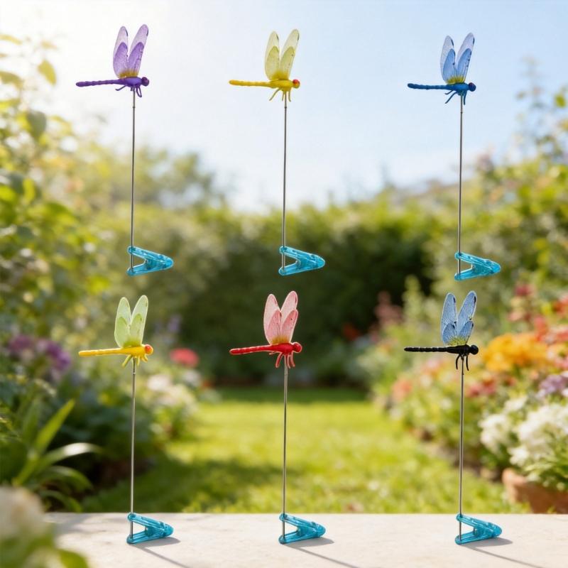 Beautiful PVC 3D Simulation Dragonflies Clip Ornaments For Yard Patios Balcony Flower Beds Decoration And Mosquitoes Control