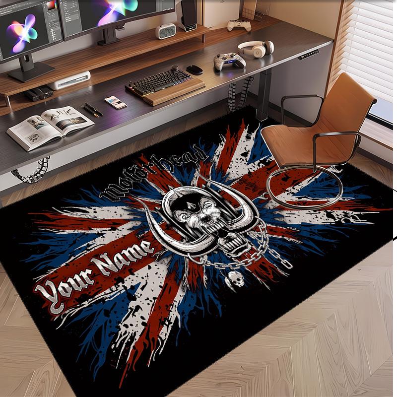 Personalized Crystal Velvet Carpet Motorhead Pattern Non Slip Floor Rug
