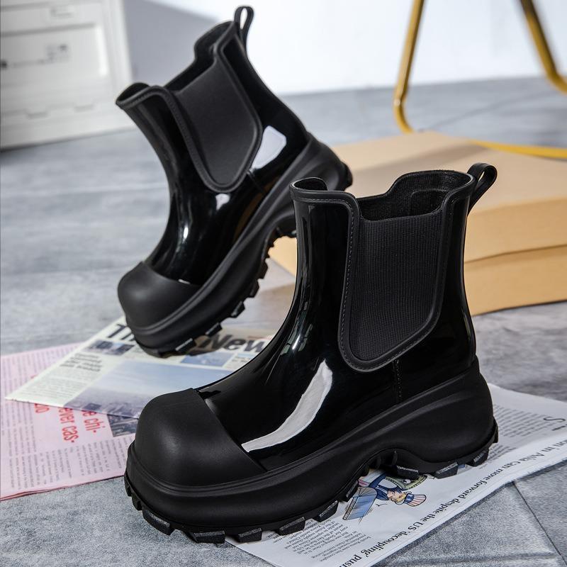 Women's Fashion Mid-tube Rain Boots New Waterproof Platform Soft-soled Waterproof Rain Boots