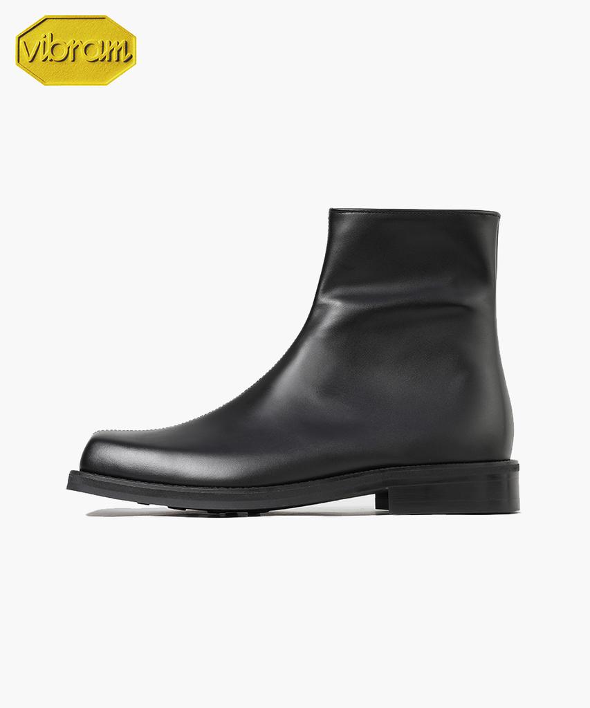 Firenze Atelier Center Cut Wide Square Toe Vibram Zip-Up Boots 5705 [Black Fg]