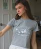LETTER FROM MOON Butterfly Ribbon Crop T-Shirt (Melange Grey)