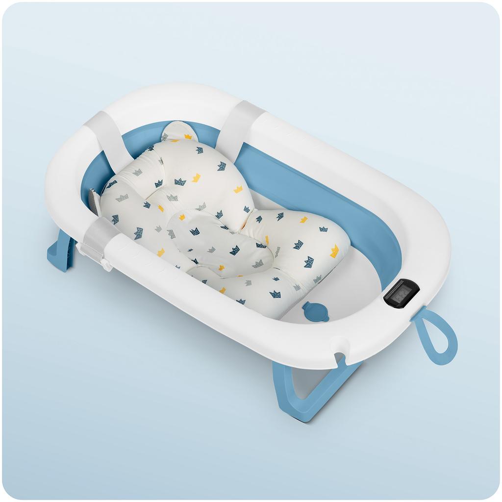 Folding Bathtub For Children, Infants With Thermometer And Insert Rk-287 White And Blue