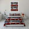 Christmas Santa and Reindeer Scene Bedding Duvet Cover Set  (1*Duvet Cover 2*Pillowcases, without duvet insert)