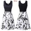 Robe d'été sans manches en coton à imprimé floral rétro pour femme, col rond, style vintage