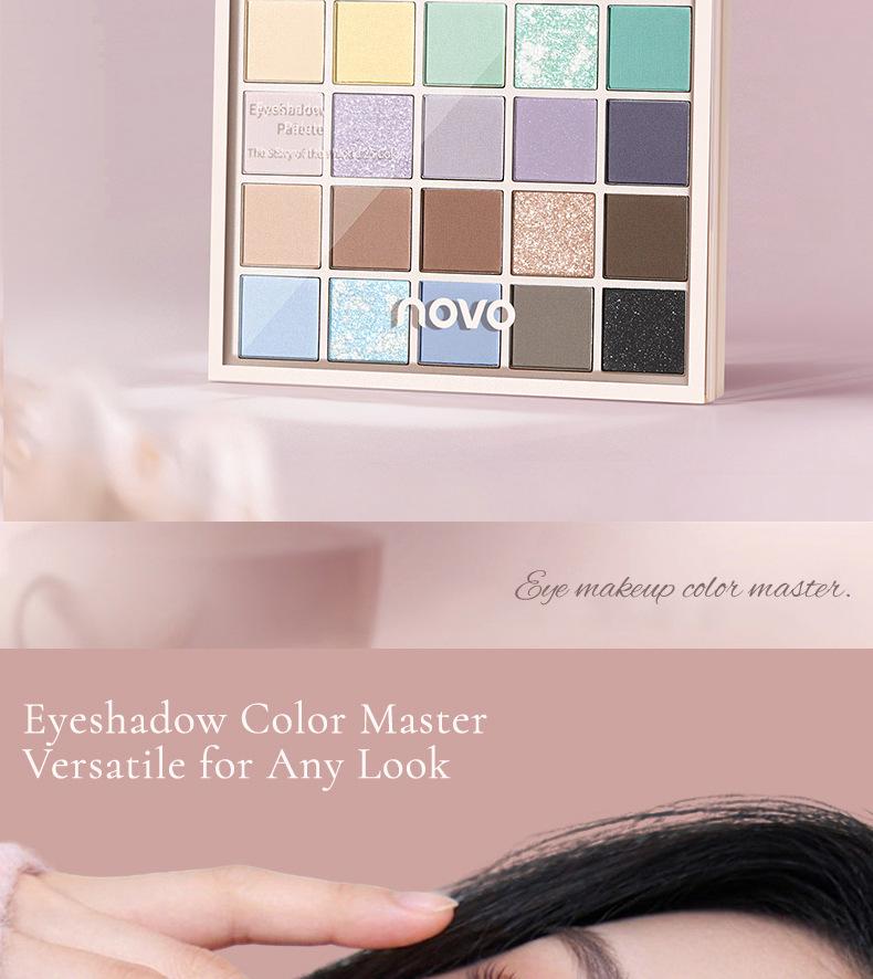 NOVO 25-Color Macaron Eyeshadow Palette: Versatile Earth Tones, Pearlescent Matte, Blush & Contour All-in-One