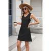 New Women's Pocket Casual Summer Solid Color V-neck Dress