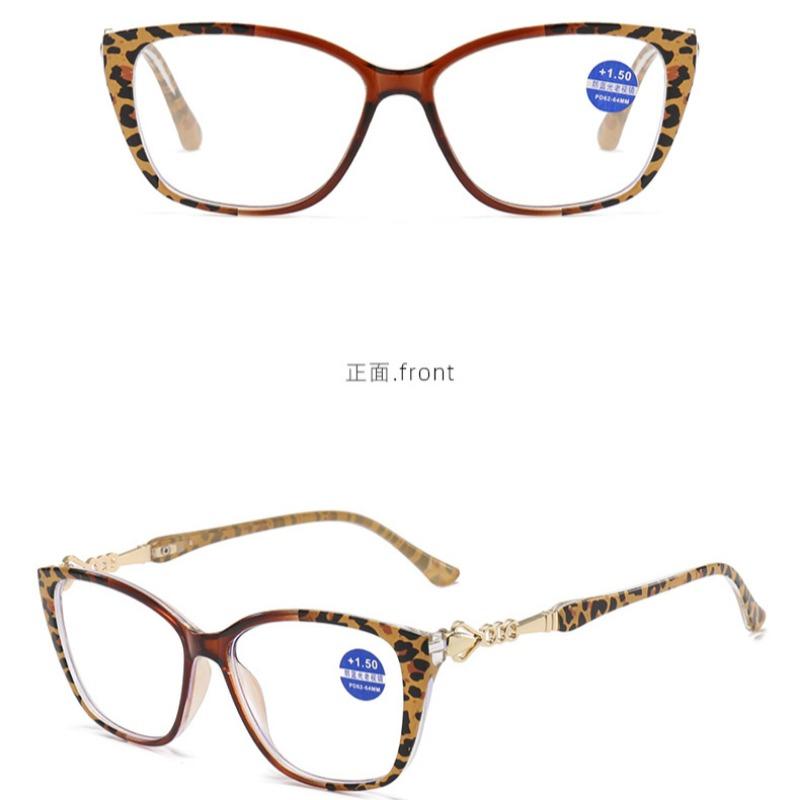Leopard Patterned Reading Glasses Rectangular Anti Blue Light Metal Accessories Presbyopia Glasses Durable Hinge Reading Glasses
