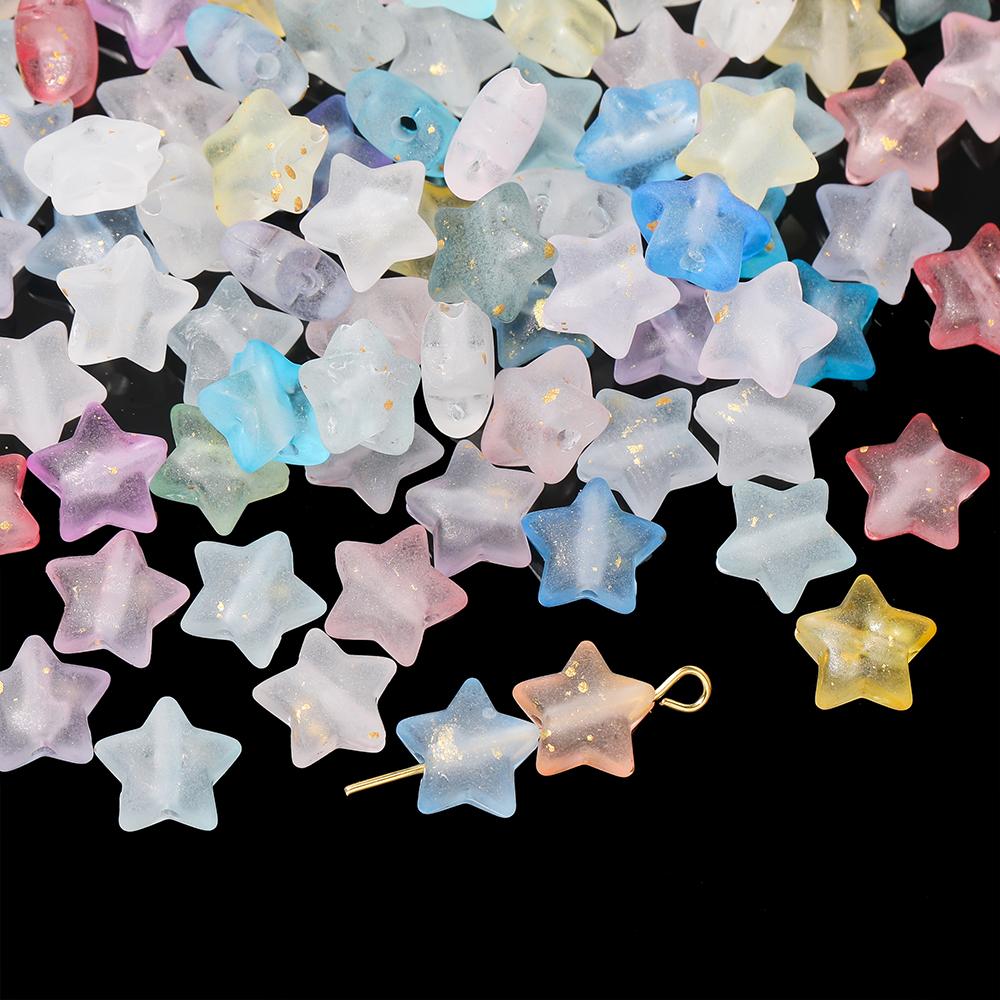 50pcs Acrylic Colorful Beads Star Shaped Spacer Beads for DIY Necklaces Bracelets Keychains Earrings Jewelry Making Accessories