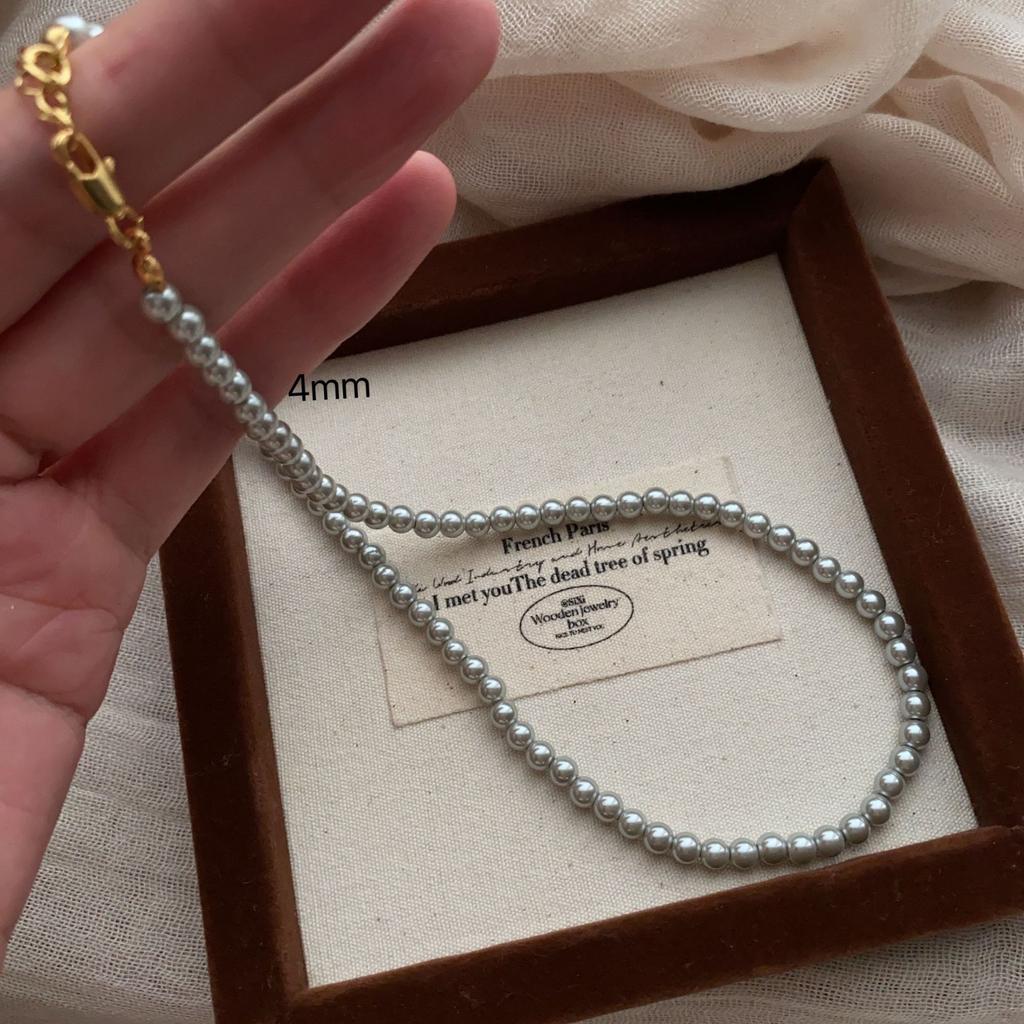 Versatile Necklace, Super Bright Pearl Neck Chain, French Unique Retro Mini Summer Light Luxury Niche