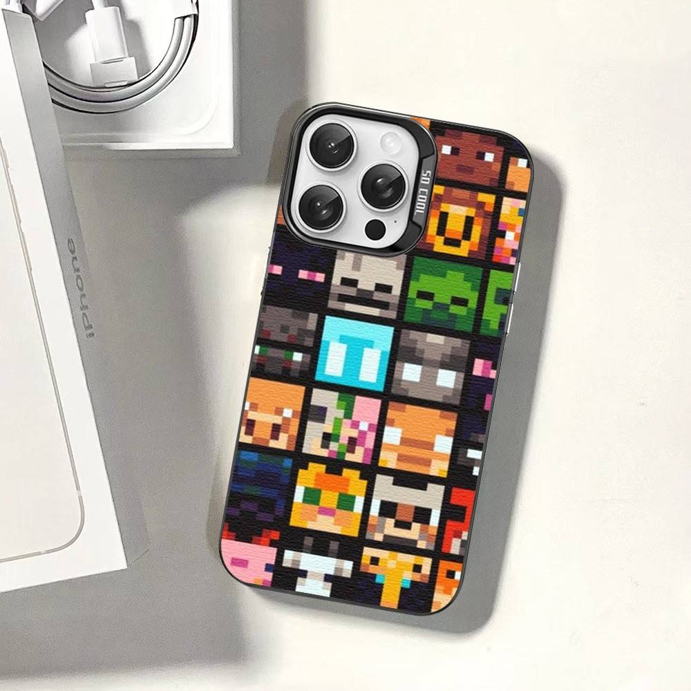 Game M-Minecraft Phone Case For IPhone 17 16 15 14 13 12 11 Pro Max Plus Color Silver Cover