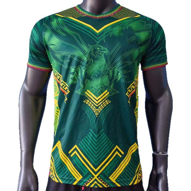 Herren Mali Heim Grün Kurzarm Fußballtrikot Bambusfaser Performance Fußballuniform Erwachsenen Herbst Winter