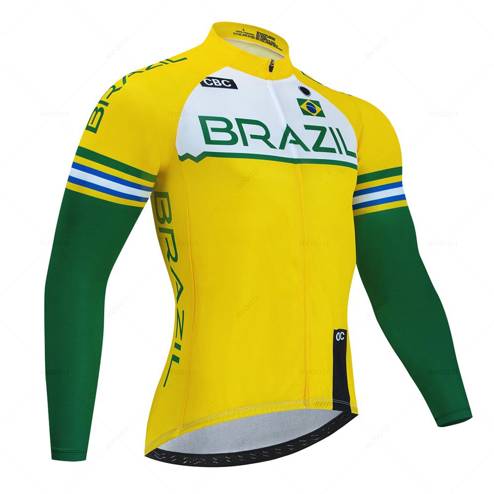 2026 Brazil Summer Long Sleeve Cycling Clothing Set Team Jersey Men Suit Breathable Outdoor Bike MTB Clothing Paded Ciclismo Maillot
