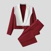 INCERUN Two Pieces Men Lapel Long Sleeve Patchwork Cropped Blazer Long Flare Pants Sets Outfits