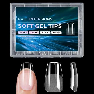 Professional Almond Gel Nail Tip 240 Clear Full Cover Extensions12 Sizes for Personalized Acrylic Nails Home Use