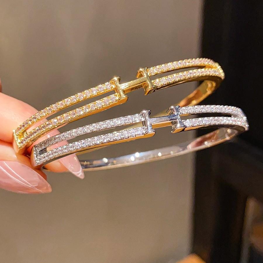 Bracciale Lettera H Placcato Oro 18k con Zirconi per Donna Gioielli Minimalisti alla Moda