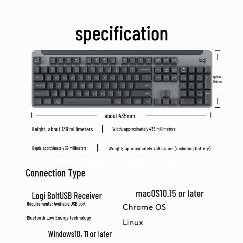 Logitech K865 Full-Size Bluetooth Mechanical Keyboard
