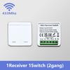 RF 433MHz Smart Switch 16A Lamp Relay Receiver 2-Way Remote Control 1/2/3 Gang Wall Switch Round Panel Mini Transmitter DIY Home