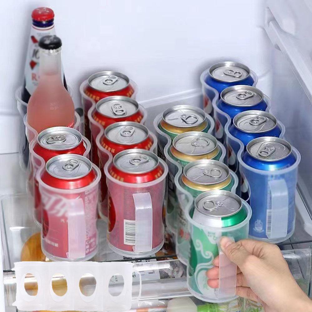 Tragbare Aufbewahrungsbox für Getränkedosen, geeignet für Kühlschrankregal, Bierdosenregal, Kühlschrankaufbewahrung, Ausziehregal, transparentes Plastik