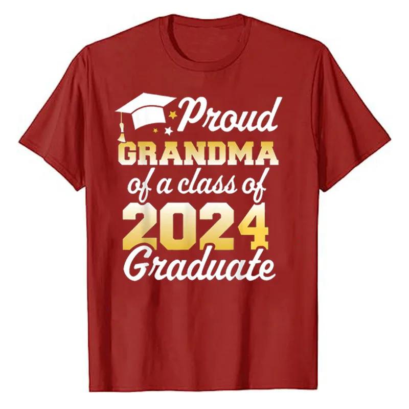 Proud Mom of A Class of 2024 Graduate Mother Senior Family T-Shirt Funny Dad Aunt Uncle Grandma Grandpa Sister Brother Tee Tops