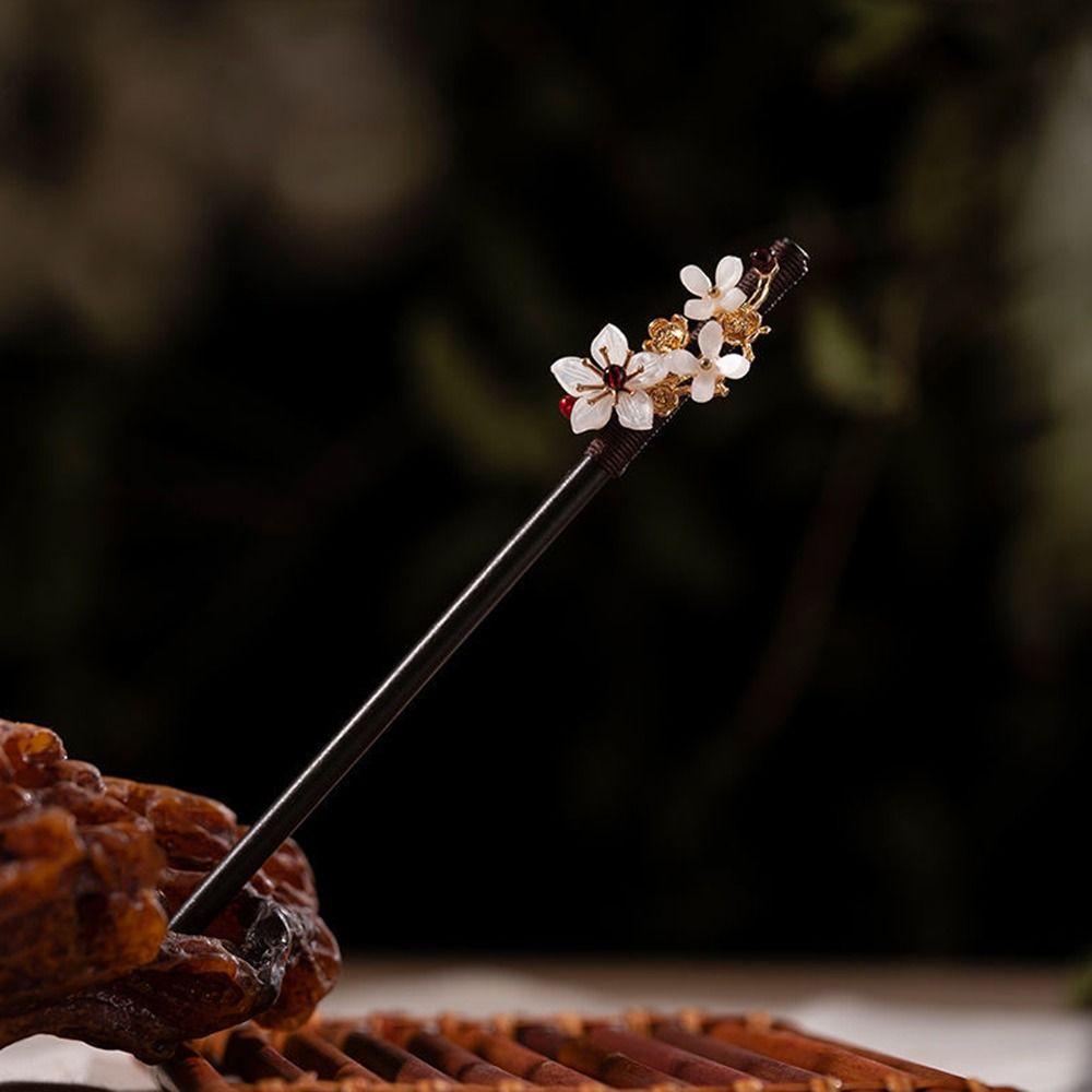 Imitation For Women Flower Hair Sticks Chinese Style Hairpin Hair Accessories Wooden Hair Fork