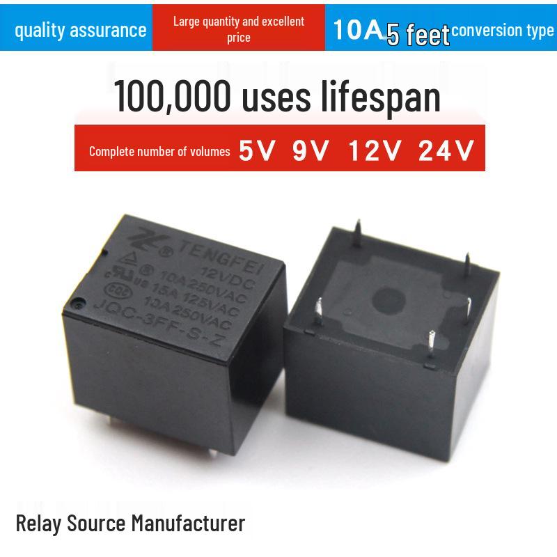 T73 Miniature 10A Relay, 12V/5V/6V/9V/24V, 5-Pin SRD