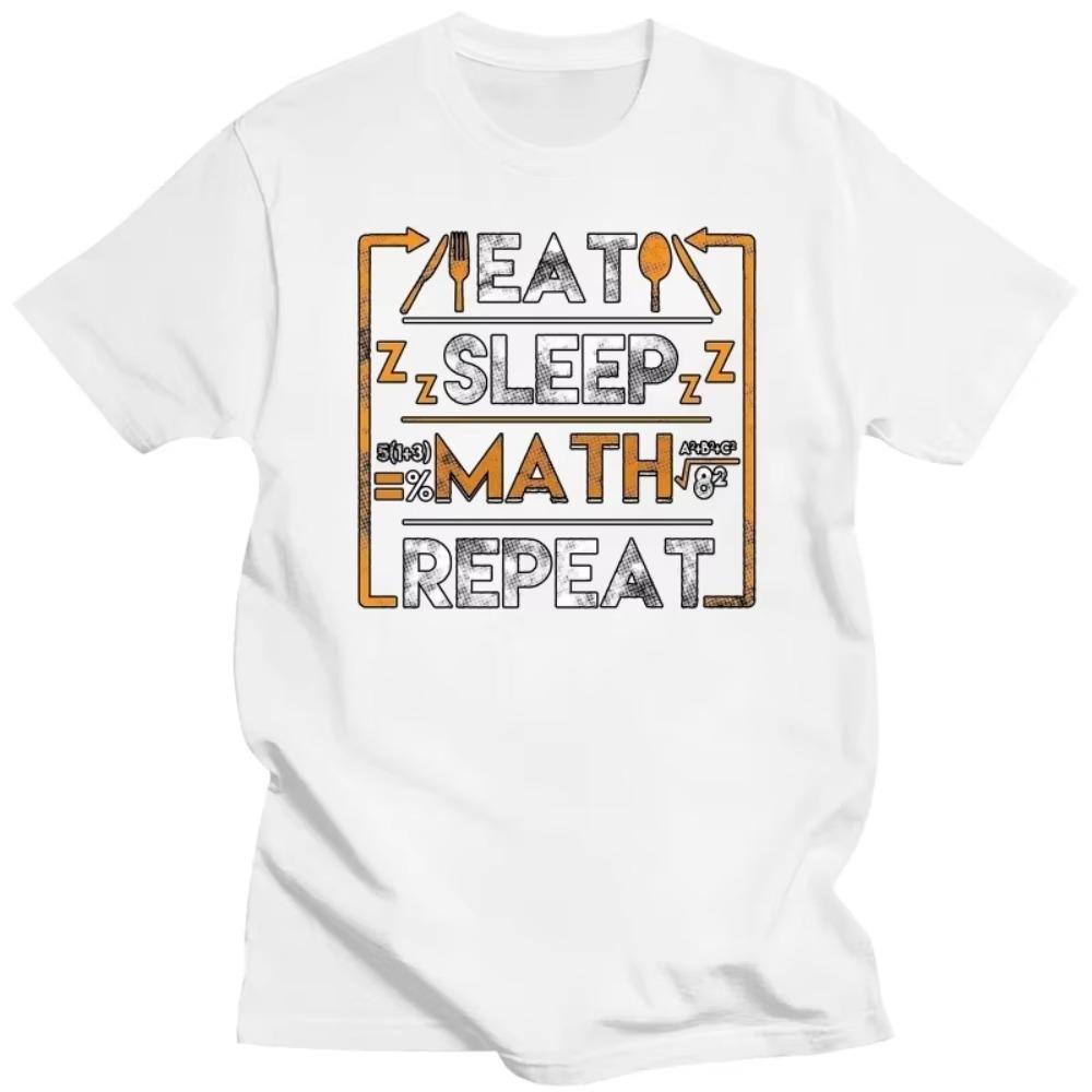 Lustiges Eat Sleep Math Repeat T-Shirt Kurzarm Baumwoll-T-Shirt Rundhalsausschnitt Freizeitshirt Mathematische Mathematik T-Shirt Tops Geschenkidee