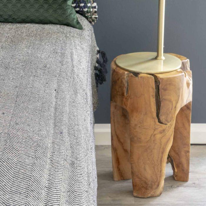 3-Bein-Hocker 26x26x40 cm aus braunem Teakholz