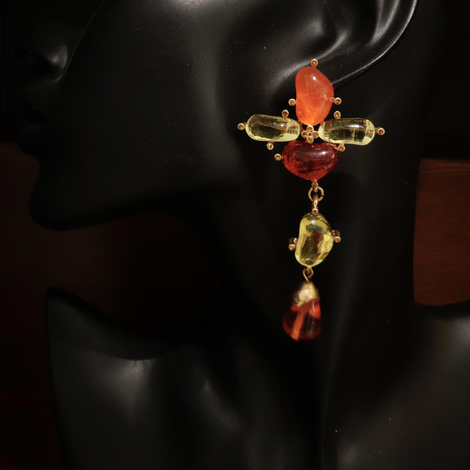Vintage Long Tassel Jelly Resin Earrings - Retro Elegant High-End Accessory