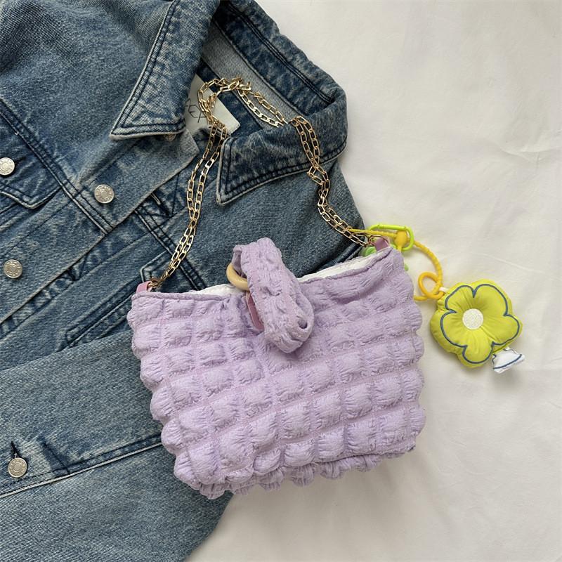 

Trendy Womens Crossbody Bag Fashionable Canvas Bucket Bag Street Style Without Keychain фіолетовий