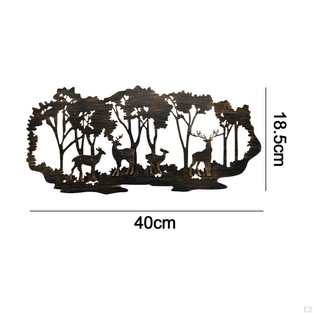 Hanging Metal Wall Art Decor Deer In The Forest for Living Room Cabin