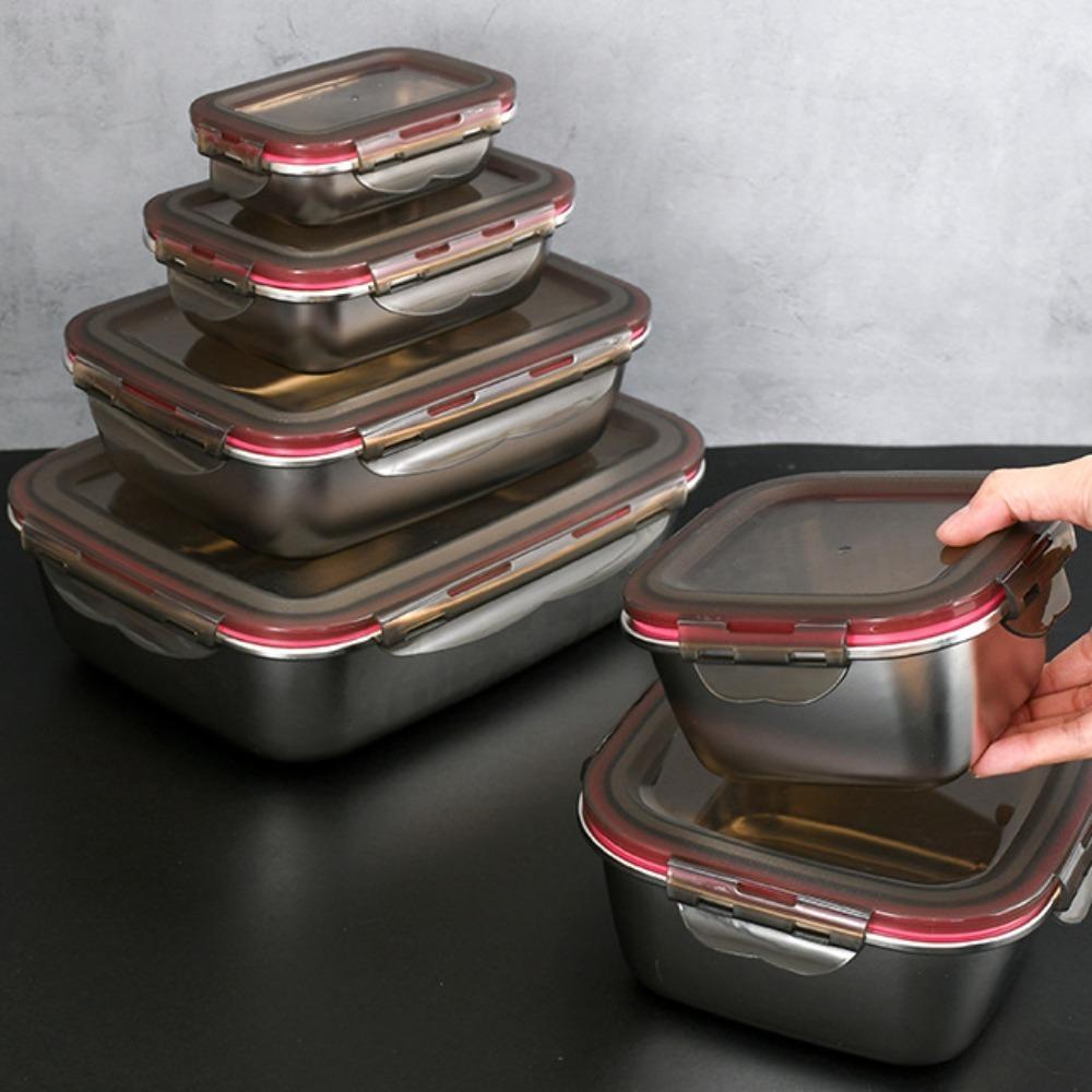 Silicone Ring Sealed 304 Stainless Steel Fresh-keeping Box Freshness Container Refrigerator